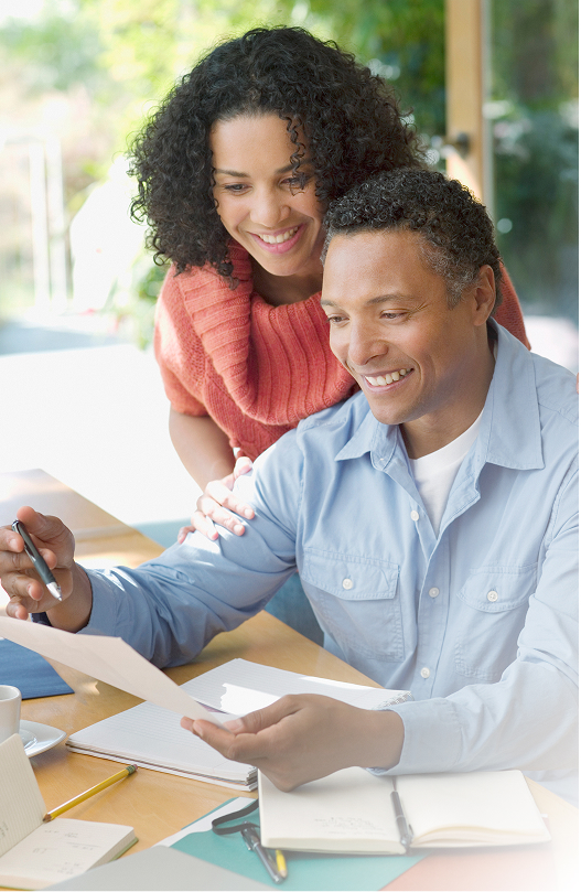 Couple looking at documents